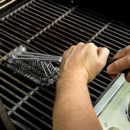 BBQ Grill Cleaning Brush with Wire Bristles, Chrome-Plated Metal, 12 or 18 Inch
