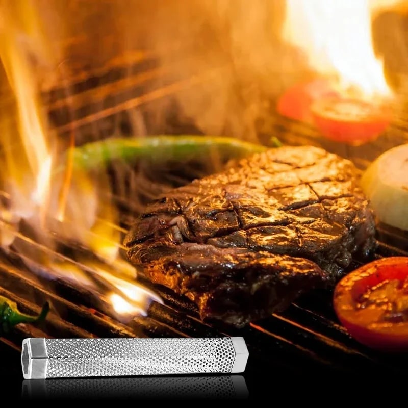 Metal BBQ Smoker Tube for Hot and Cold Smoking, Round or Hexagonal, 6 or 12 Inch