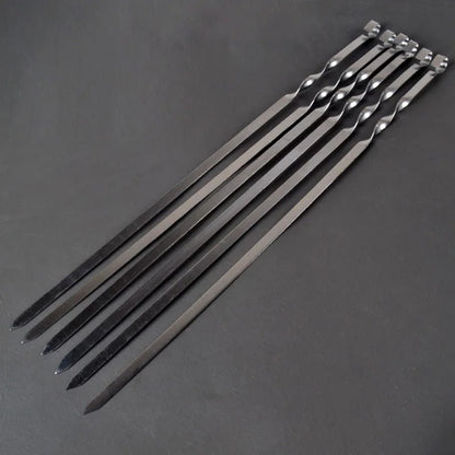 Stainless Steel BBQ Skewers, 55cm Flat Shish Kebab Forks, 6/10/12 Piece Options