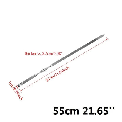 Stainless Steel BBQ Skewers, 55cm Flat Shish Kebab Forks, 6/10/12 Piece Options