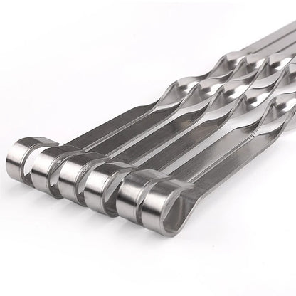 Stainless Steel BBQ Skewers, 55cm Flat Shish Kebab Forks, 6/10/12 Piece Options