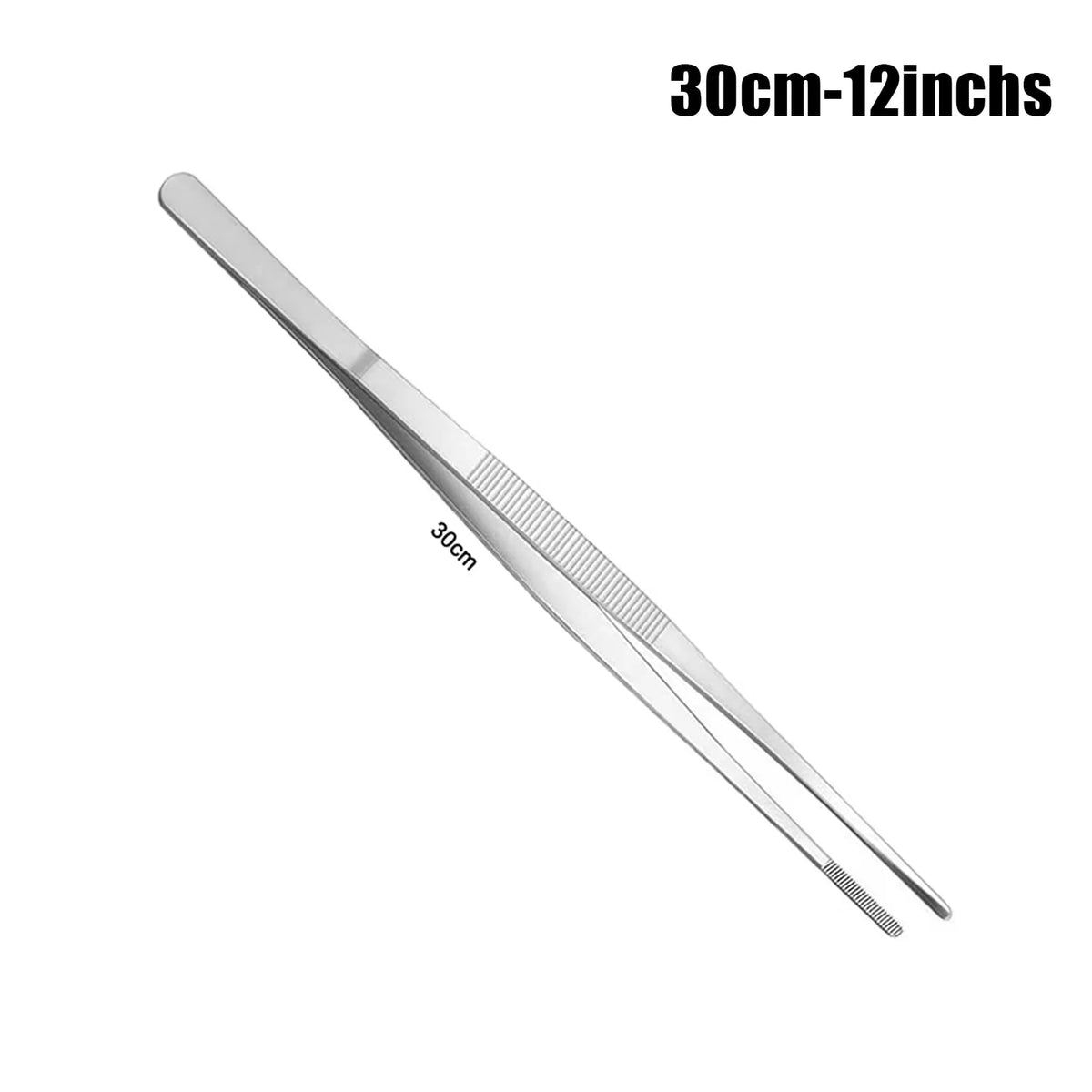 Stainless Steel Food Tweezers with Serrated Tips, 20cm or 30cm - 30cm-12inchs