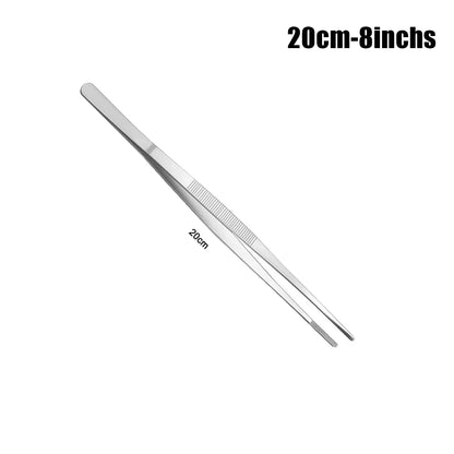 Stainless Steel Food Tweezers with Serrated Tips, 20cm or 30cm - 20cm-8inchs