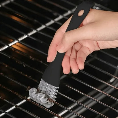 BBQ Grill Cleaning Brush with Scraper Edge, Plastic, 17cm - black 1 pc