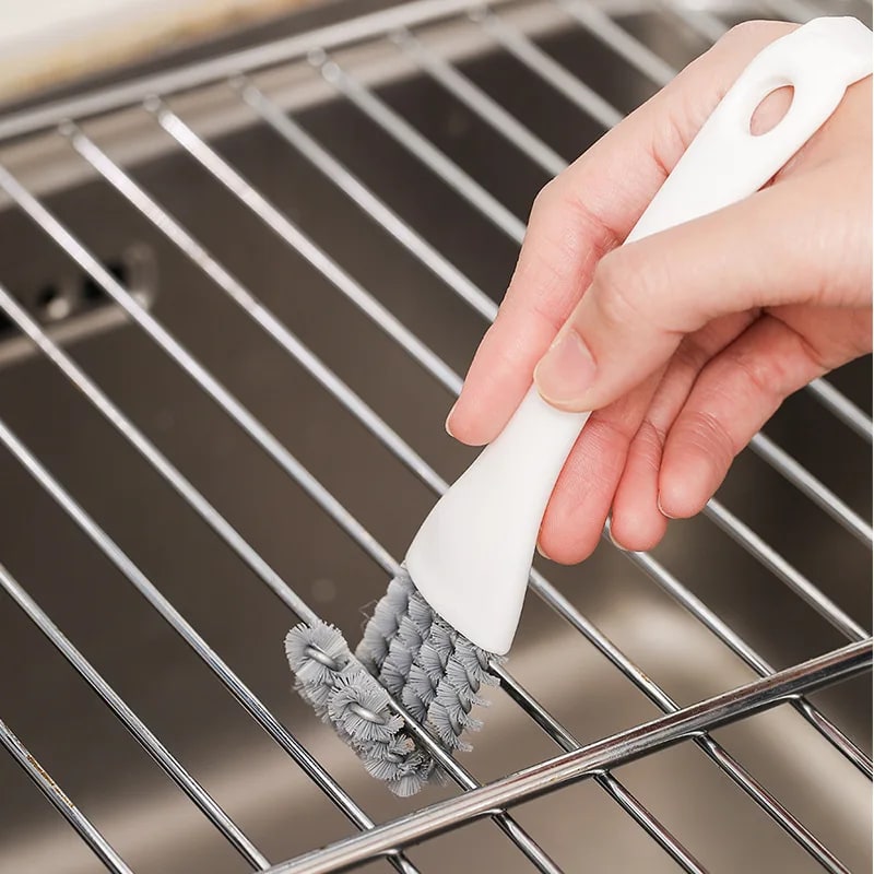 BBQ Grill Cleaning Brush with Scraper Edge, Plastic, 17cm - WHITE 1 pc