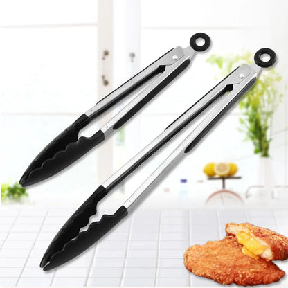 Stainless Steel BBQ Tongs with Silicone Tips, 7 or 9 Inch
