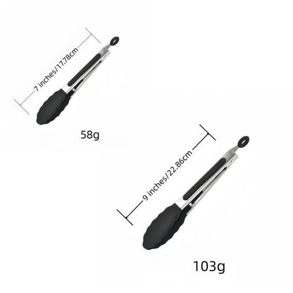 Stainless Steel BBQ Tongs with Silicone Tips, 7 or 9 Inch - 7in 9in