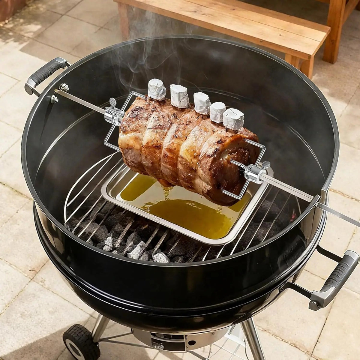 Stainless Steel Rotisserie Fork BBQ Spit Holder, 2 or 4 Prong Options