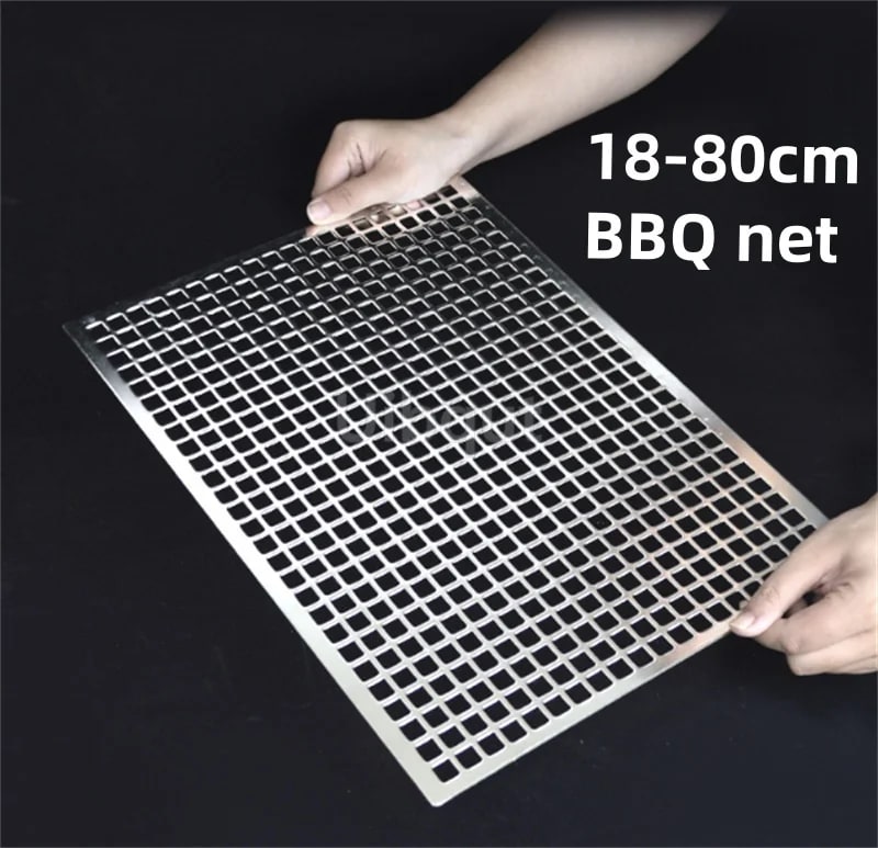304 Stainless Steel BBQ Mesh Grill Plate, 1cm Grid, Multiple Sizes