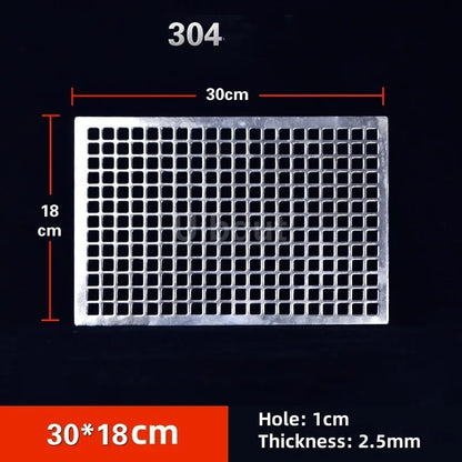 304 Stainless Steel BBQ Mesh Grill Plate, 1cm Grid, Multiple Sizes - 30x18cm