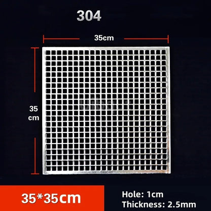 304 Stainless Steel BBQ Mesh Grill Plate, 1cm Grid, Multiple Sizes - 35x35cm