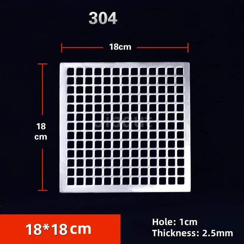 304 Stainless Steel BBQ Mesh Grill Plate, 1cm Grid, Multiple Sizes - 18x18cm