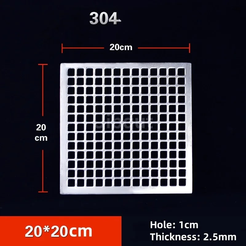 304 Stainless Steel BBQ Mesh Grill Plate, 1cm Grid, Multiple Sizes - 20x20cm