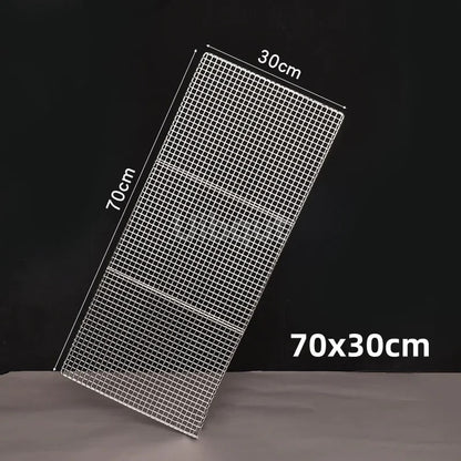 304 Stainless Steel BBQ Mesh Grill Plate, 1cm Grid, Multiple Sizes - 70x30cm