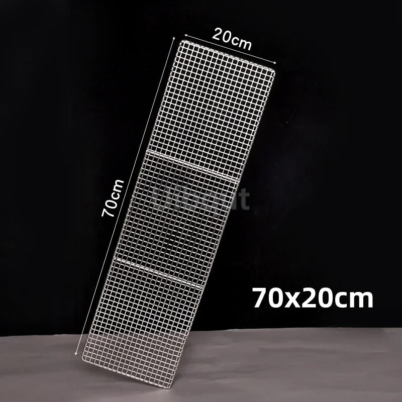 304 Stainless Steel BBQ Mesh Grill Plate, 1cm Grid, Multiple Sizes - 70x20cm