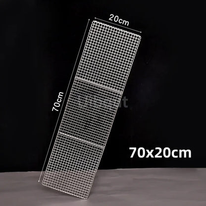 304 Stainless Steel BBQ Mesh Grill Plate, 1cm Grid, Multiple Sizes - 70x20cm