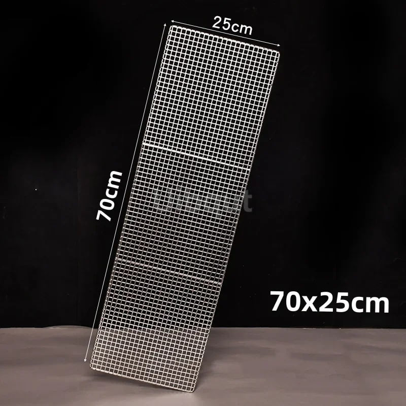 304 Stainless Steel BBQ Mesh Grill Plate, 1cm Grid, Multiple Sizes - 70x25cm