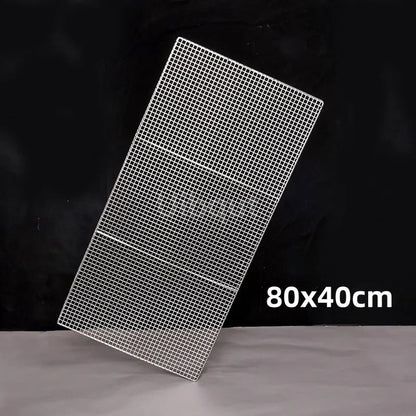 304 Stainless Steel BBQ Mesh Grill Plate, 1cm Grid, Multiple Sizes - 80x40cm