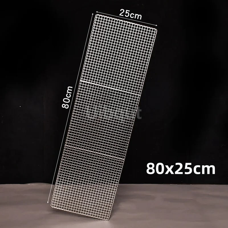 304 Stainless Steel BBQ Mesh Grill Plate, 1cm Grid, Multiple Sizes - 80x25cm