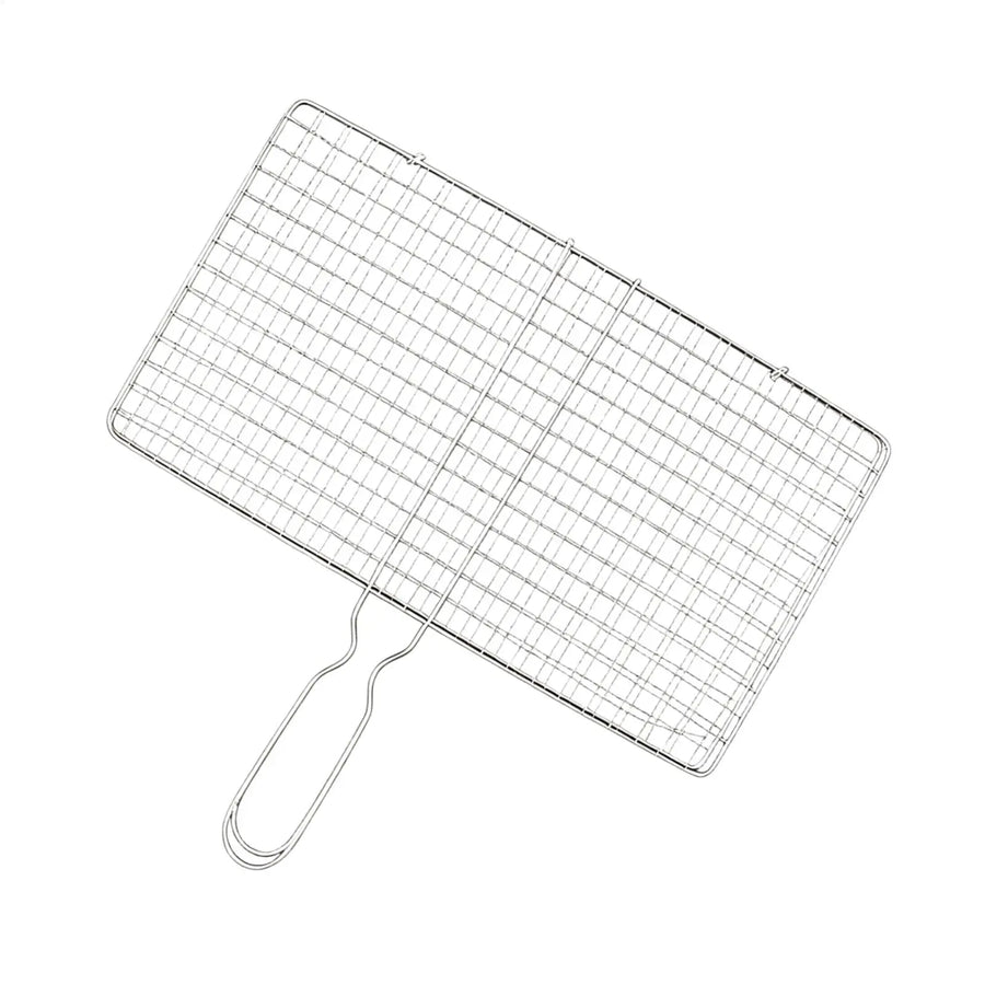 Stainless Steel Folding Grill Basket with Removable Handle, Medium or Large