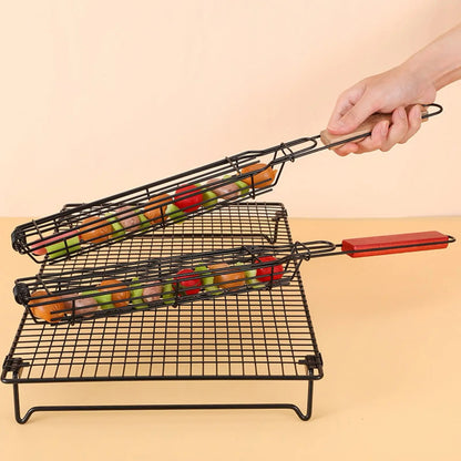 Non-Stick BBQ Grill Basket with Handle, 3 or 4 Piece Options