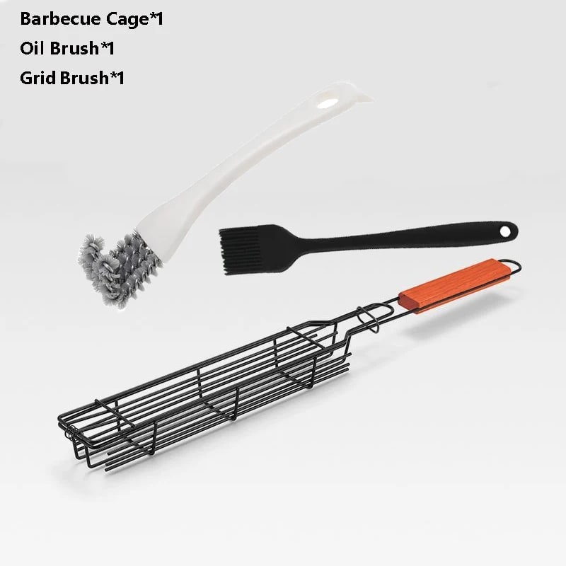 Non-Stick BBQ Grill Basket with Handle, 3 or 4 Piece Options - 3Pcs-A