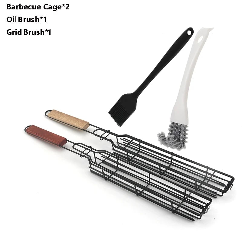 Non-Stick BBQ Grill Basket with Handle, 3 or 4 Piece Options - 4Pcs