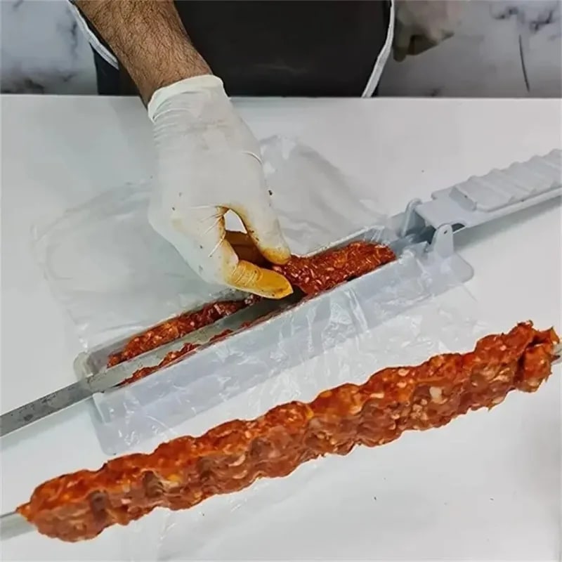 Flat Stainless Steel BBQ Skewers with Kabob Maker, 55cm, 6 or 12 Pack