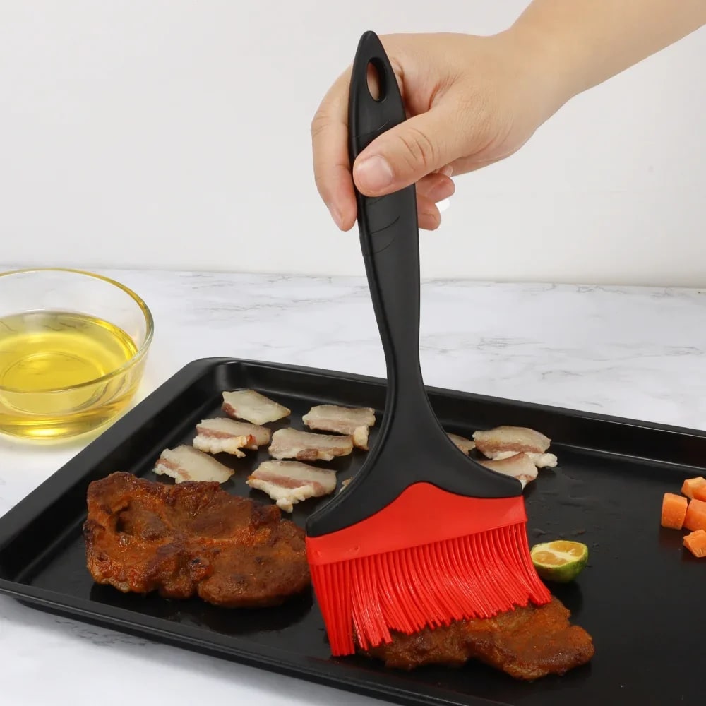 Heat-Resistant Rubber BBQ Basting Brush, 10cm Head, 25cm Long