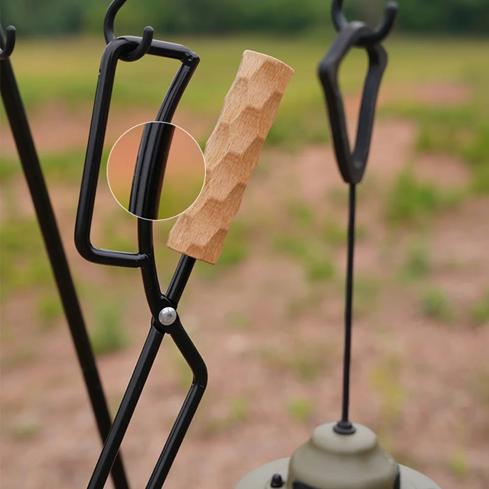 Metal Fire Tongs with Wooden Handle, Spring Action, 47 x 10 cm