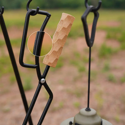 Metal Fire Tongs with Wooden Handle, Spring Action, 47 x 10 cm