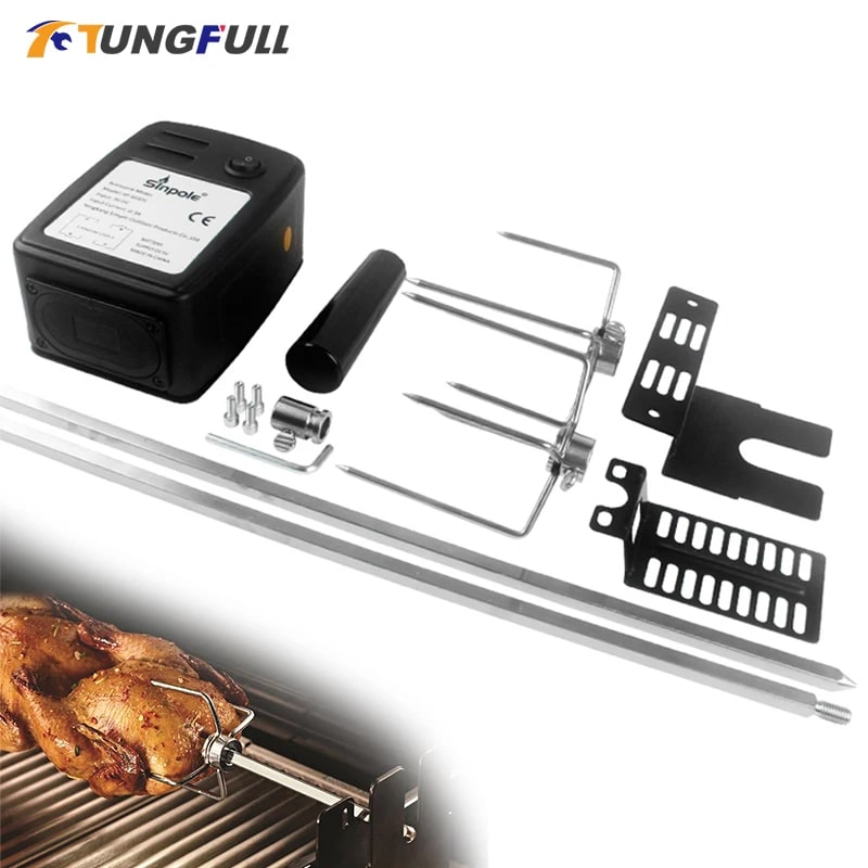 Onkel.J Electric BBQ Rotisserie Kit, 106cm Stainless Steel Spit Rod