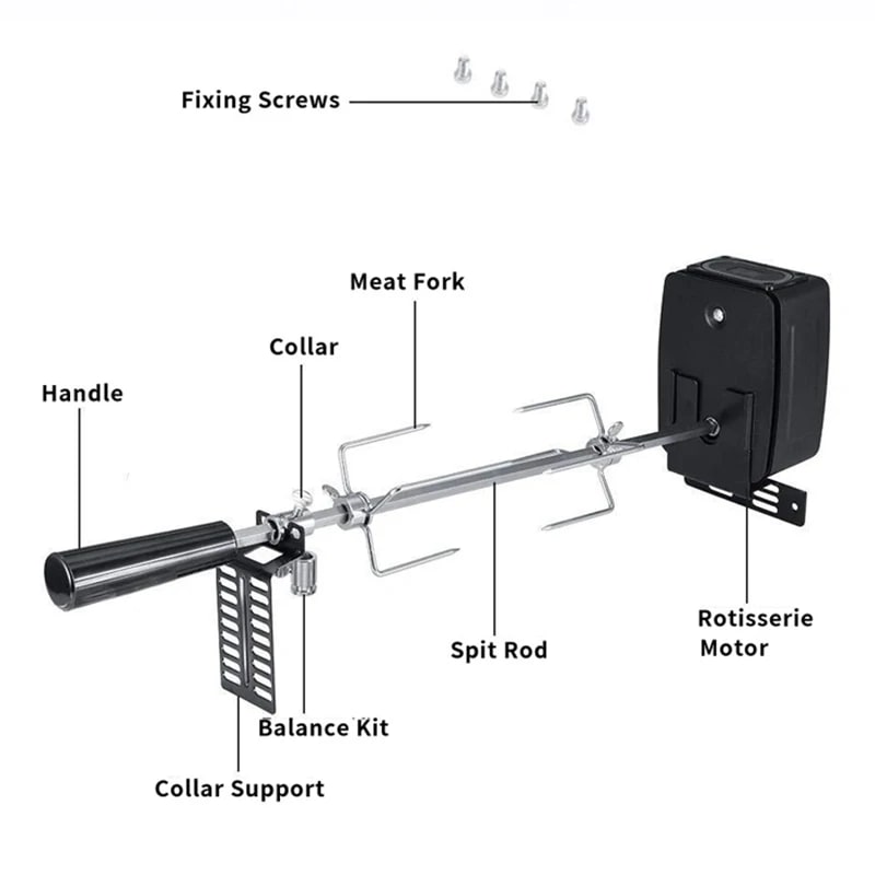 Onkel.J Electric BBQ Rotisserie Kit, 106cm Stainless Steel Spit Rod