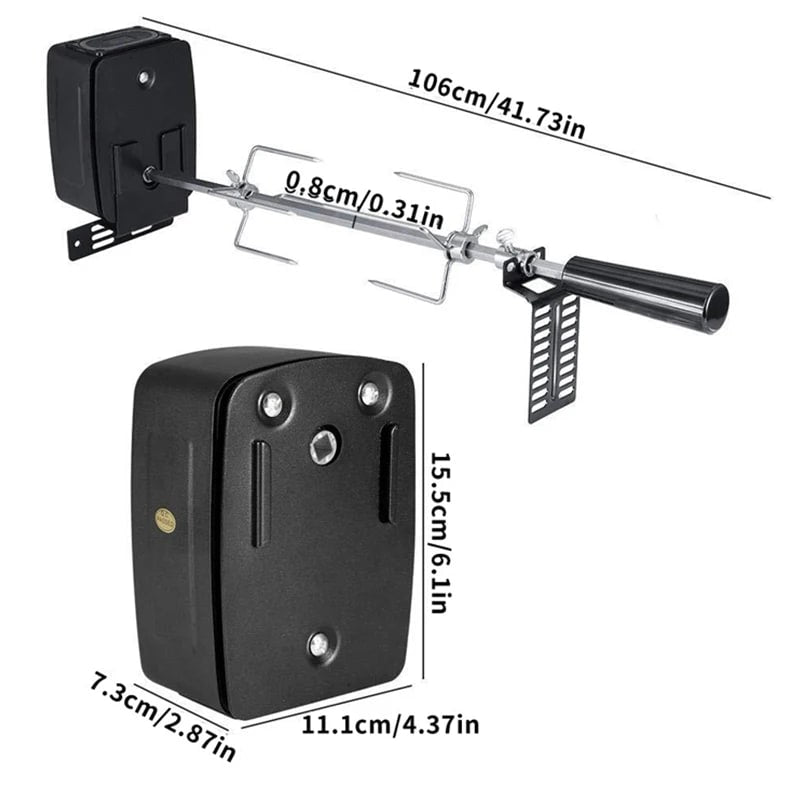 Onkel.J Electric BBQ Rotisserie Kit, 106cm Stainless Steel Spit Rod