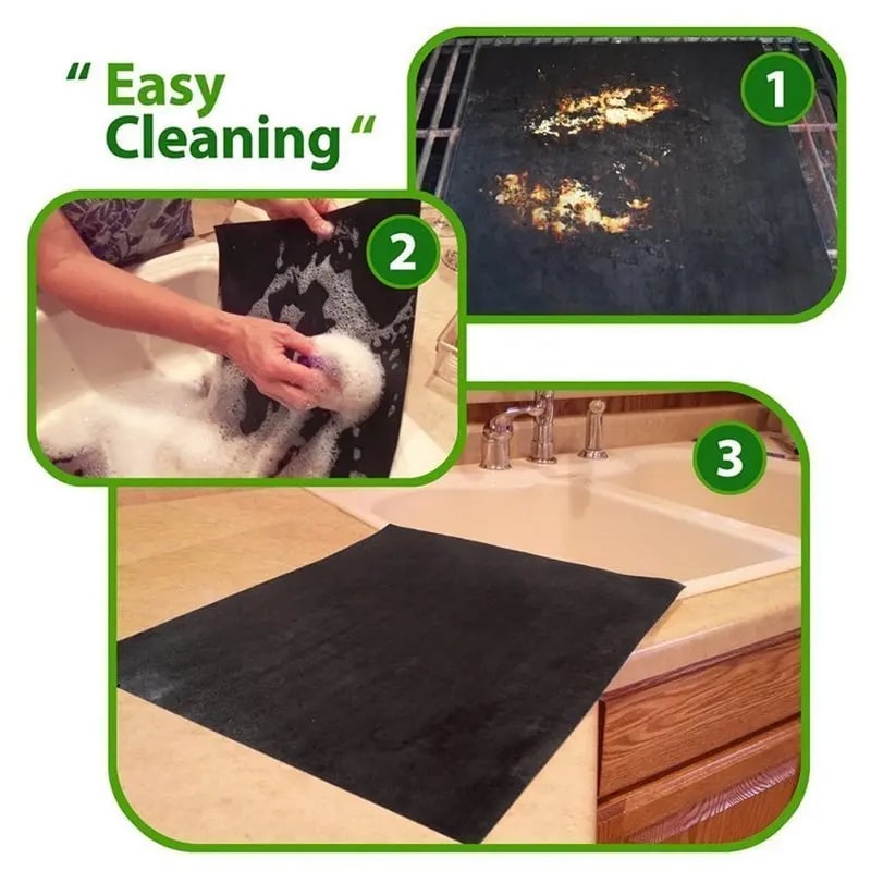 Non-Stick BBQ Grill Mat 5-Pack, Reusable Black Barbecue Liner, 0.2mm, 2 Sizes