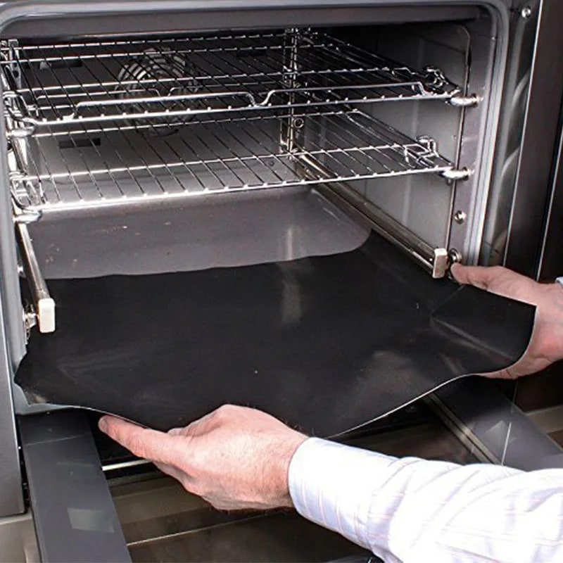 Non-Stick BBQ Grill Mat 5-Pack, Reusable Black Barbecue Liner, 0.2mm, 2 Sizes