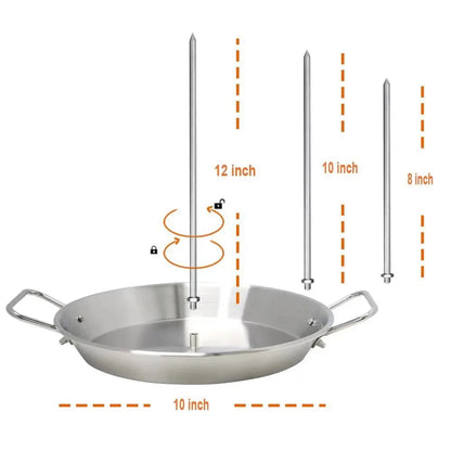 Stainless Steel Vertical BBQ Skewer Roaster Rack with Bowl and 3 Spikes