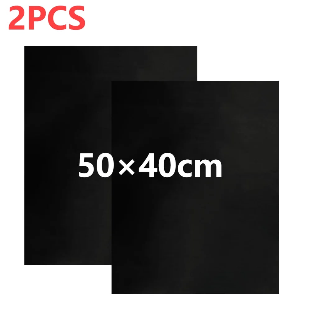 BBQ Grill Mat, Reusable Non-Stick Glass Fibre Fabric Liner, 33x40cm or 50x40cm - 2PCS 50x40cm