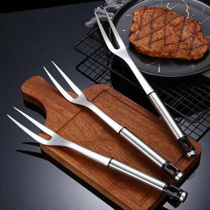 U-Shaped Stainless Steel BBQ Meat Fork, 29.5cm
