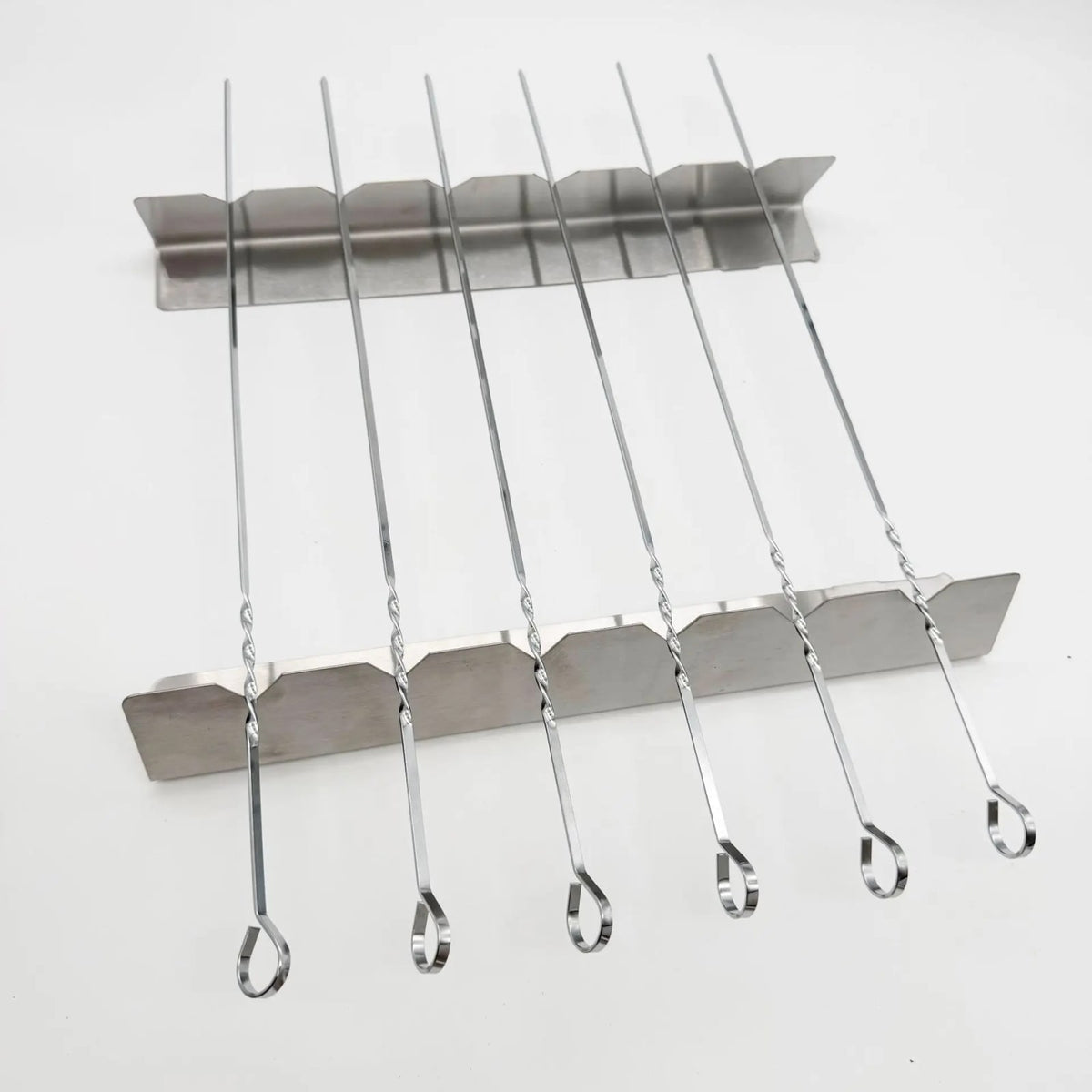 Metal Skewer Holder Rack for BBQ Grilling, Anti-Slip Groove, Heat-Resistant Tool Set - Set-A