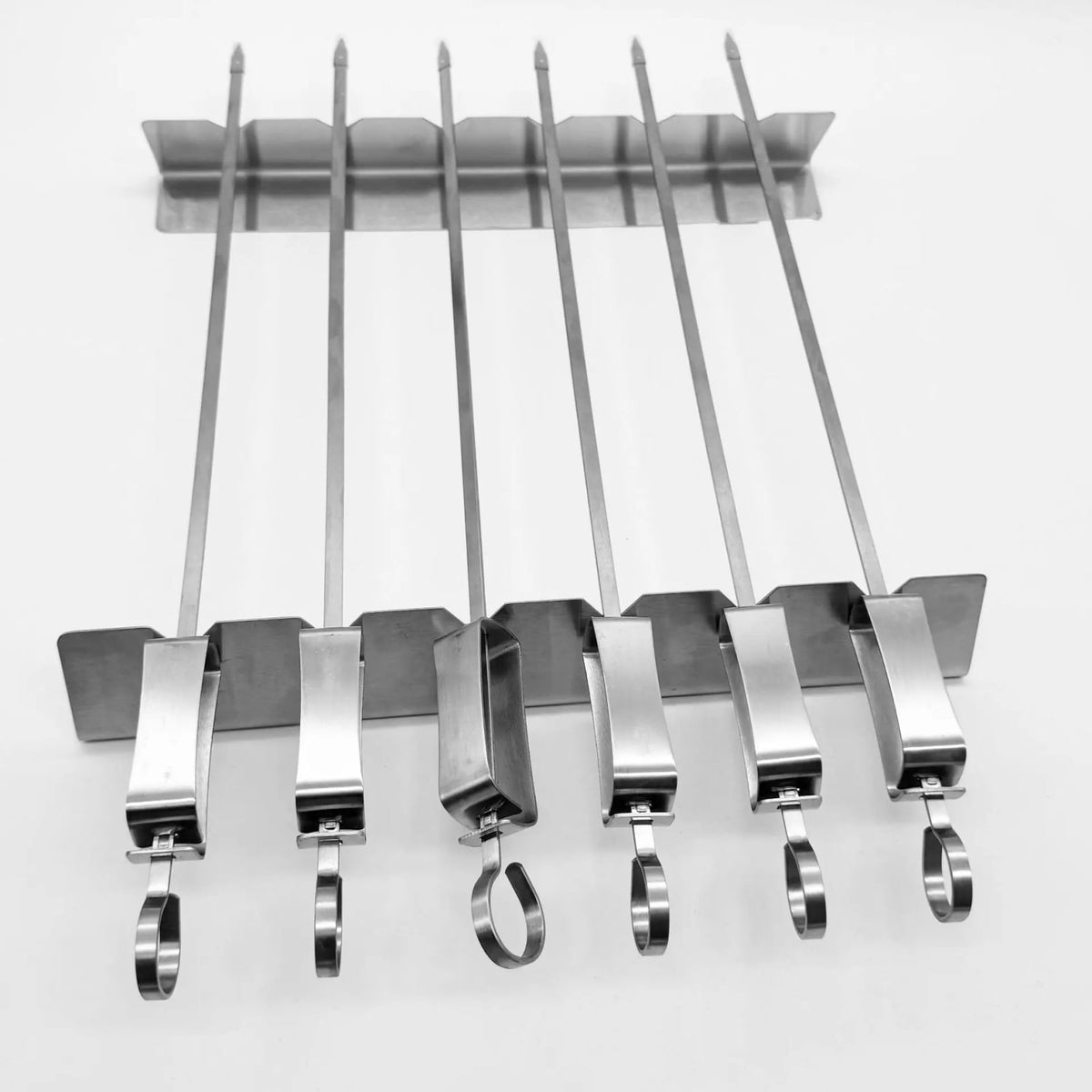 Metal Skewer Holder Rack for BBQ Grilling, Anti-Slip Groove, Heat-Resistant Tool Set - Set-B