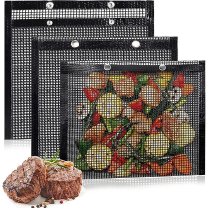 Reusable PTFE Non-Stick Mesh Grill Bag for BBQ, Charcoal or Gas Grill