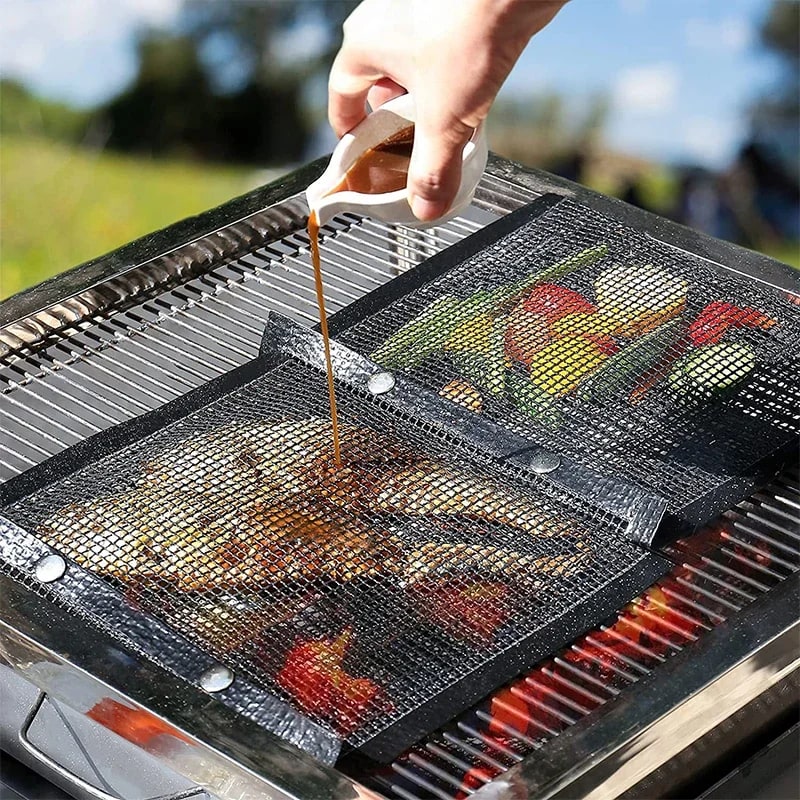 Reusable PTFE Non-Stick Mesh Grill Bag for BBQ, Charcoal or Gas Grill