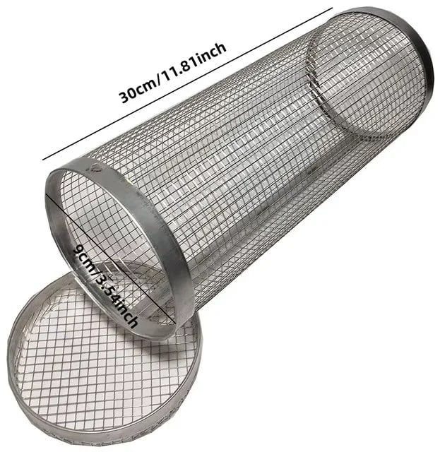 Round Stainless Steel BBQ Grill Basket for Meat and Vegetables, 20cm or 30cm - L
