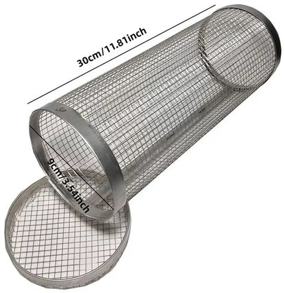 Round Stainless Steel BBQ Grill Basket for Meat and Vegetables, 20cm or 30cm - L