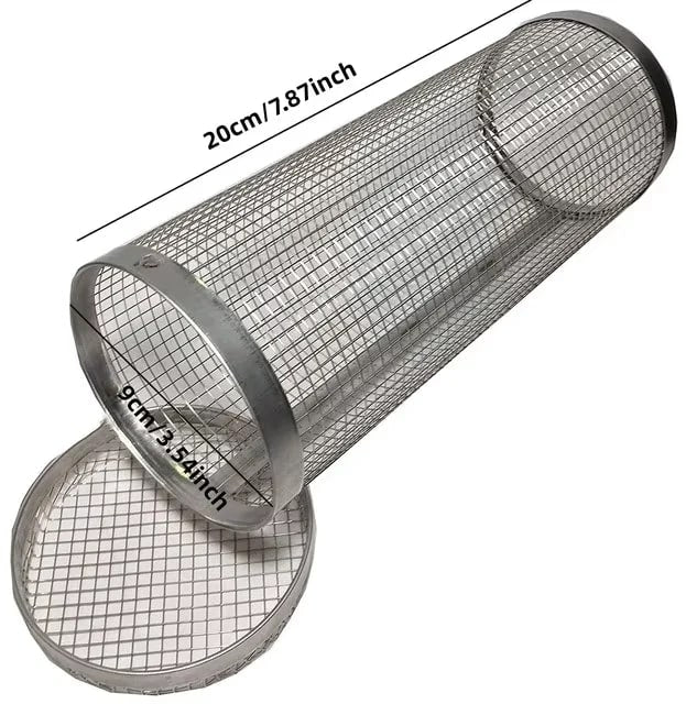 Round Stainless Steel BBQ Grill Basket for Meat and Vegetables, 20cm or 30cm - S