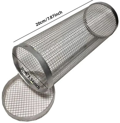 Round Stainless Steel BBQ Grill Basket for Meat and Vegetables, 20cm or 30cm - S