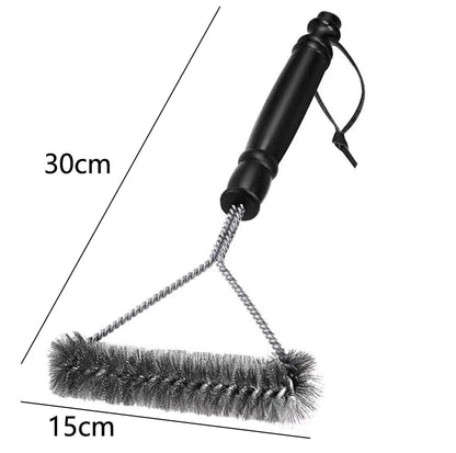 Stainless Steel BBQ Grill Cleaning Brush with Scraper, 2-Piece Kit - A