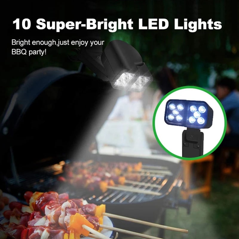 WENMEICE LED BBQ Grill Light, 10-LED Clamp Lamp, 270°C Heat Resistant, IPX8 Waterproof
