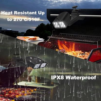 WENMEICE LED BBQ Grill Light, 10-LED Clamp Lamp, 270°C Heat Resistant, IPX8 Waterproof